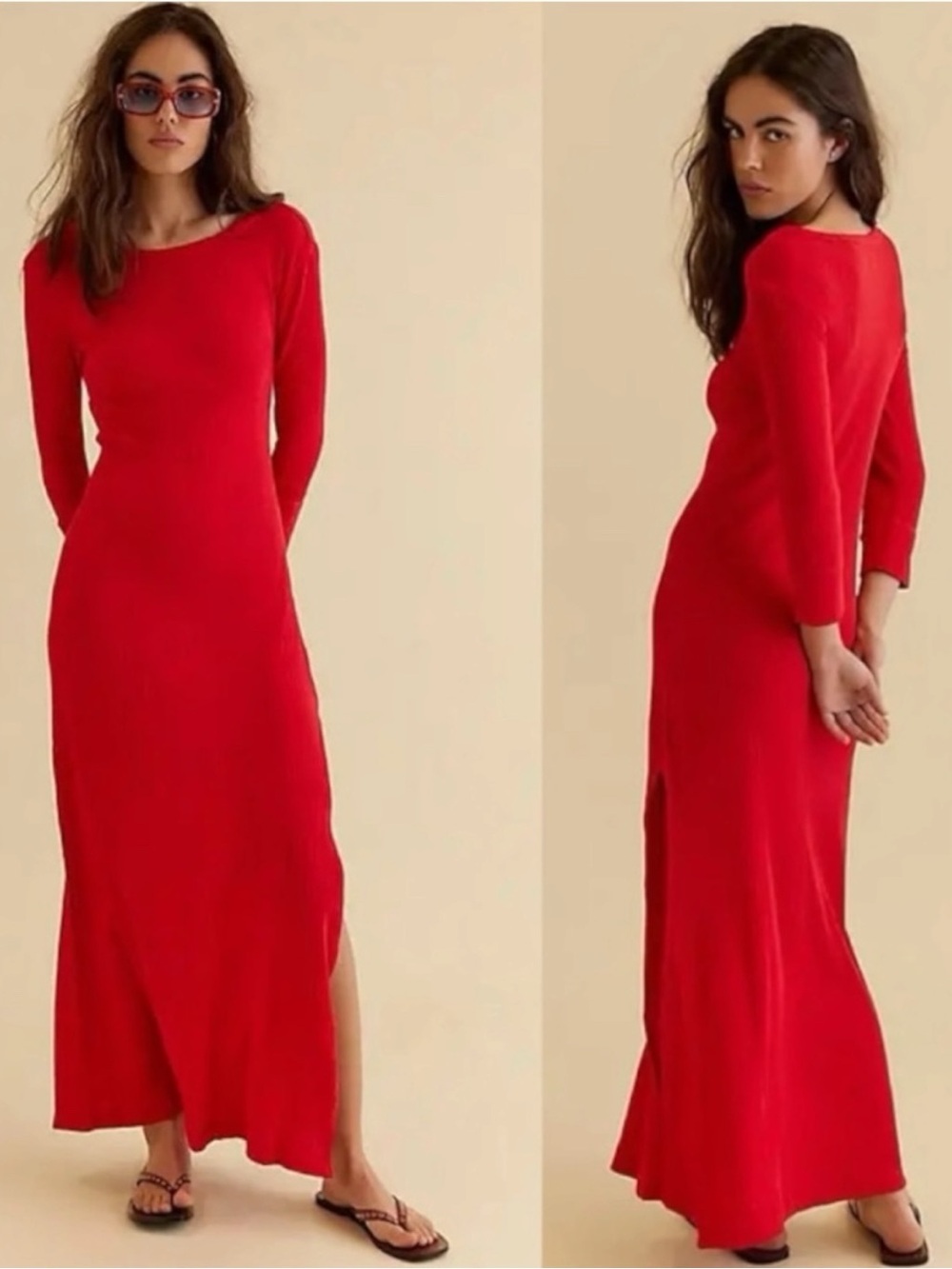 Free People Vance Maxi Dress in Talking Roses Red Size XL Minimalist Cotton